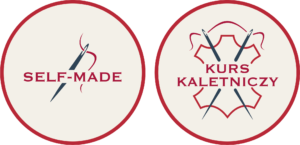 Logotyp lączony Akademia Krawiectwa Self-Made I Kurs Kaletniczy
